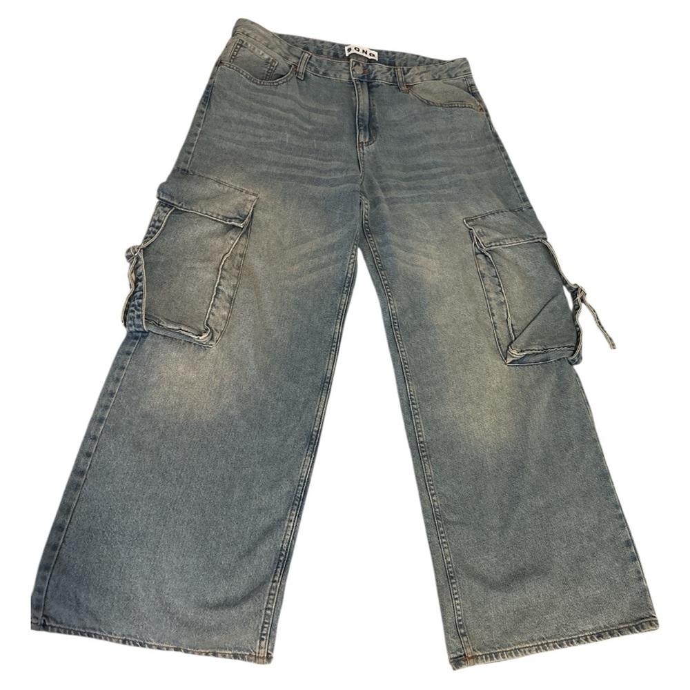 Blue Flare Wide Leg Jeans with Vintage Look - Picture 3 of 5